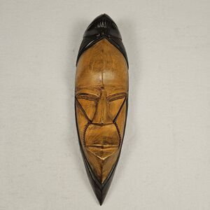 Vintage African Wooden Mask Handcrafted in Ghana 14" Wall Hanging Tribal Painted